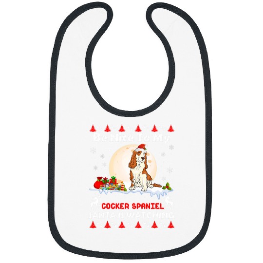 Be Nice To My Cocker Spaniel Santa Christmas Dog Bibs