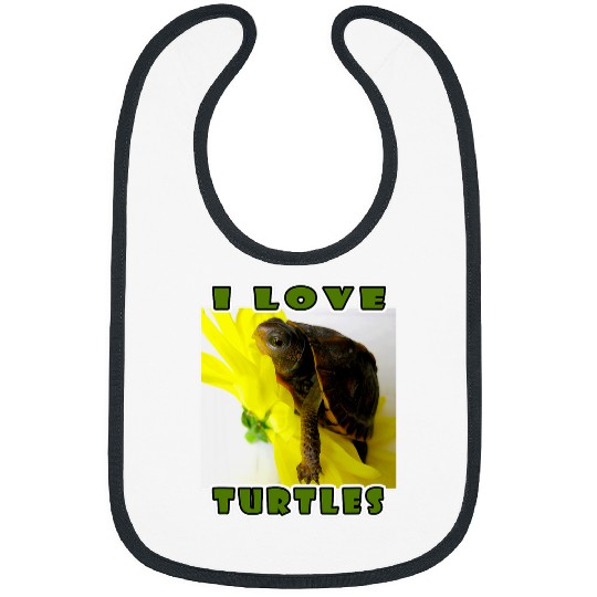 Turtle Pet I Love Turtles Funny Cute Box Turtle Girls Boys Kids Youth Bibs
