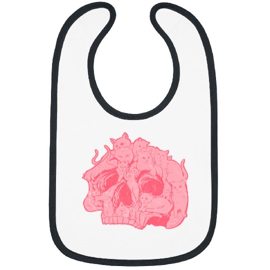 Creepy Cute Cat Skull Design Nu Goth Cats Doodle Art Pastel Bibs