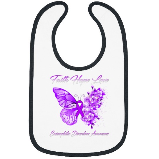 Butterfly Faith Hope Love Eosinophilic Disorders Awareness Bibs