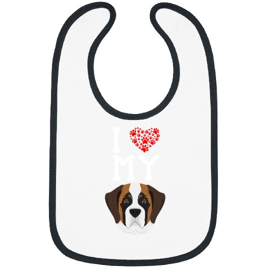 Dog Saint Bernard I Love My Dog Saint Bernard Animal Lover Bibs