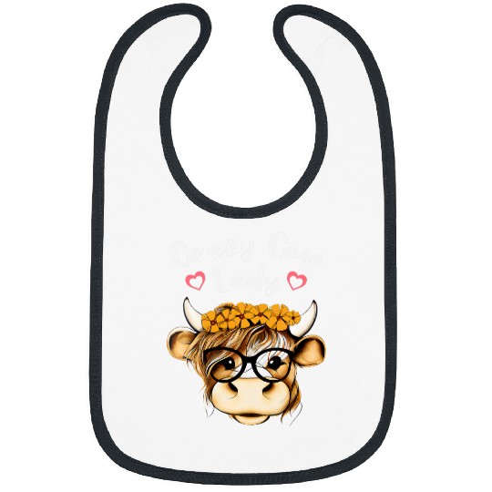 Cow Lover crazys Cow Lady is Scottish Highland Cow for Farmhouse Girl Bibs
