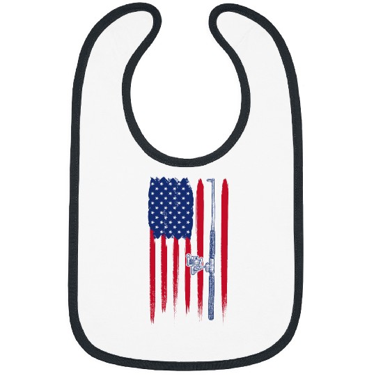 USA American Fishing Flag Happy Memorial Day 4th of July Bibs