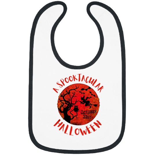 Owl Pet Funny Halloween Red Moon Spooky Witch Owl Bats Grunge Retro Bibs