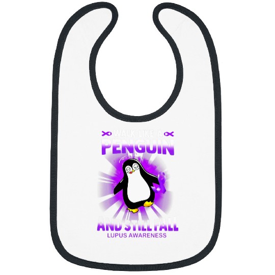Penguin Pet Purple Lupus Awareness Walk Like A Penguin And Still Fall Bibs