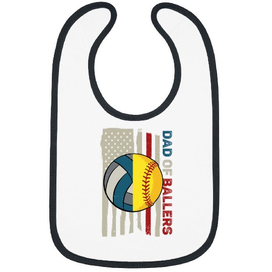 Dad Ballers American Flag Volleyball Softball Team Daughter Bibs