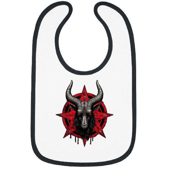 Goats Lover Baphomet Pentagram Satanic Devil Goats Head Occult Bibs