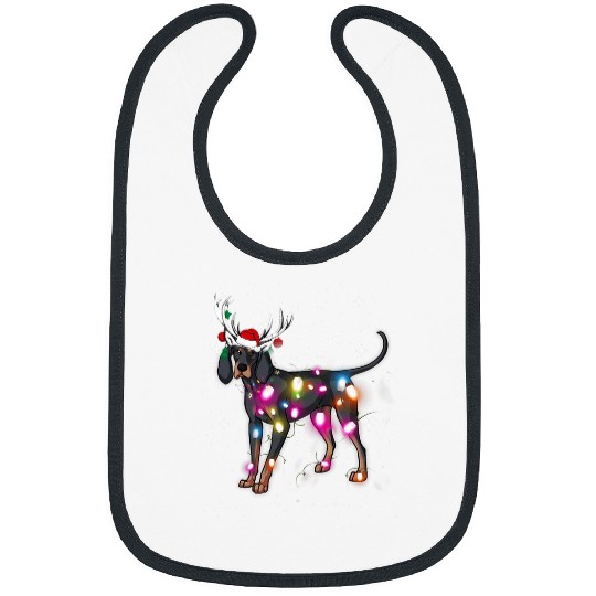 Christmas Lights Black And Tan Coonhound Dog Bibs