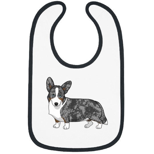 Cute Blue Merle Brindle Tan Cardigan Corgi Dog Bibs
