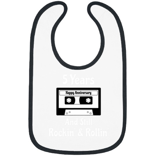 5th Wedding Anniversary 5 Years Cassette Tape Music Adults Bibs