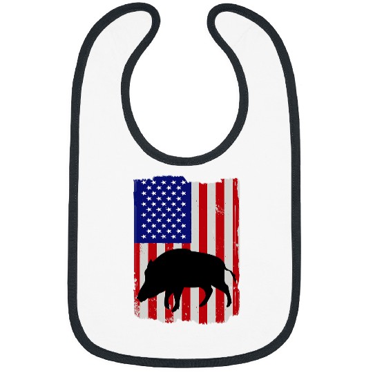 Hog Removal Technician Boar Hunting Wild vintages Pig US Flag 22 Bibs