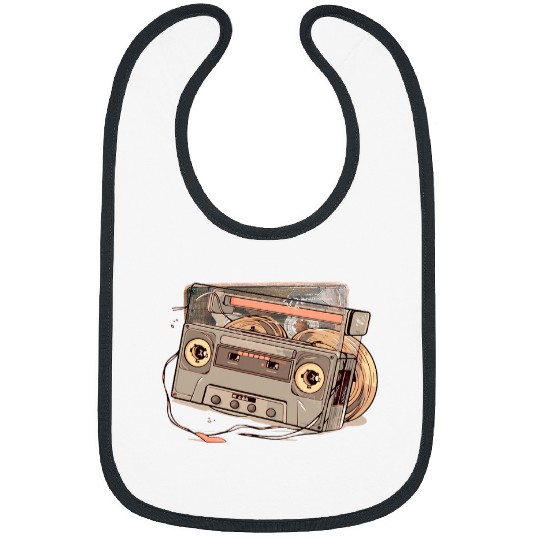 80s cassette tape 1980s retro vintages music baseball t 3 Bibs