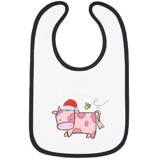 Cow Lover Strawberry Cow Christmas Mooey Christmas Cow Lover Bibs