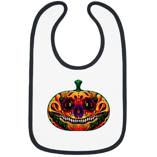 Cute Art Sugar Skull Pumpkin Scary Halloween Bibs