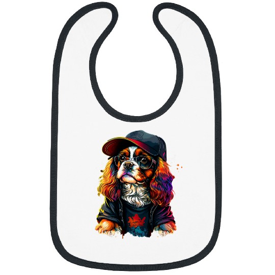 Funny Cavalier King Charles Spaniel Cute Rap Hip Hop RB 5 Bibs