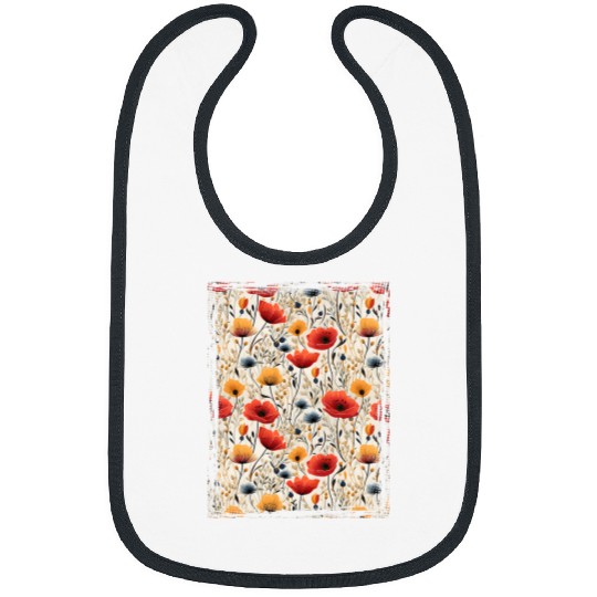 Poppy Flowers Floral Botanical Bouquet Gardening Plant Lover Bibs