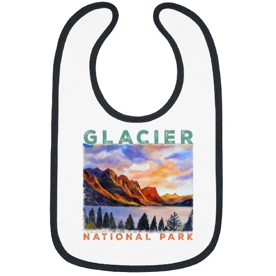 Retro Glacier National Park Montana Women Men Kids Hiking 1 Bibs