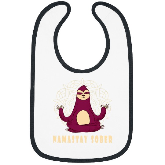 Sloth Pet Namastay Sober Alcoholic Abstinence Healthy Sobriety Bibs