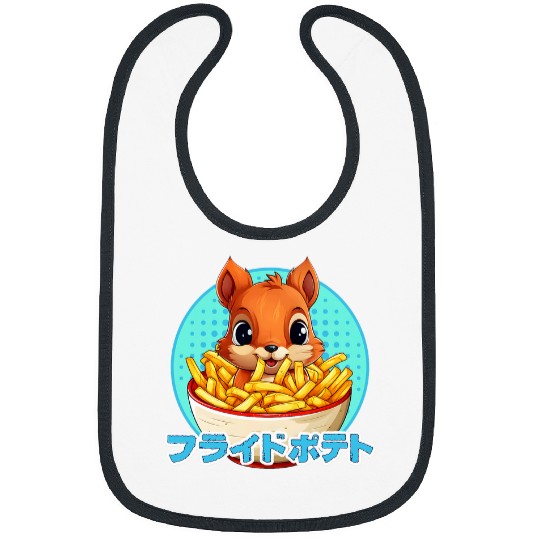 Squirrel Pet Kawaii Squirrel Eating French Fries japanese Cute Bibs