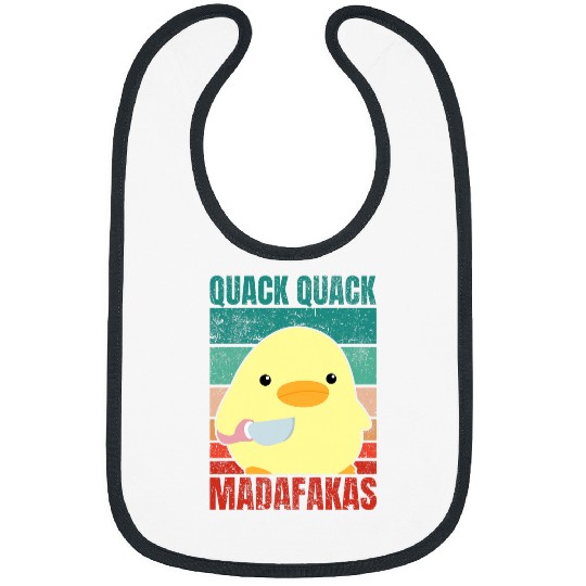 Duck Pet Quack Quack Madafakas Duck With knifes Meme Vintage Bibs