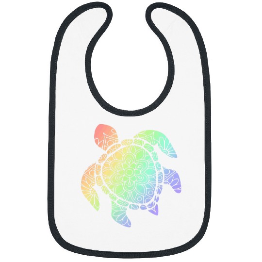 Turtle Pet Pastel Rainbow Mandala Boho Bibs