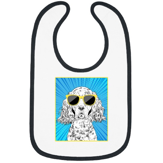 English Setter Portrait Pop Art Dog with Sunglasses Bibs