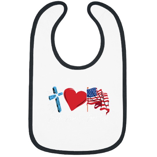Patriotic Retro Faith Family Freedom USA Flag 4th of July Bibs