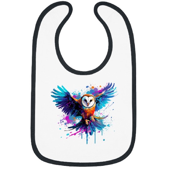 Owl Pet Colorful Barn Owl Owls Lover Splash Art Bibs