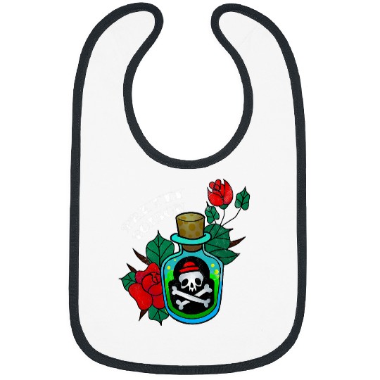 Poison Bottle Skull and Roses Tattoo Bibs