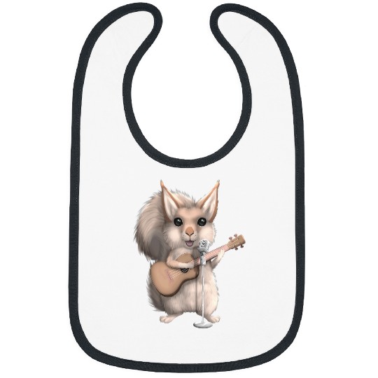 Squirrel Pet Singing Guitar Player Musician Music Guitarist Cute Bibs