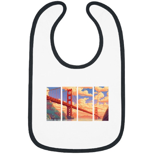 SF Golden Gate Bridge Beautiful Sky Iconic Fog City Bibs