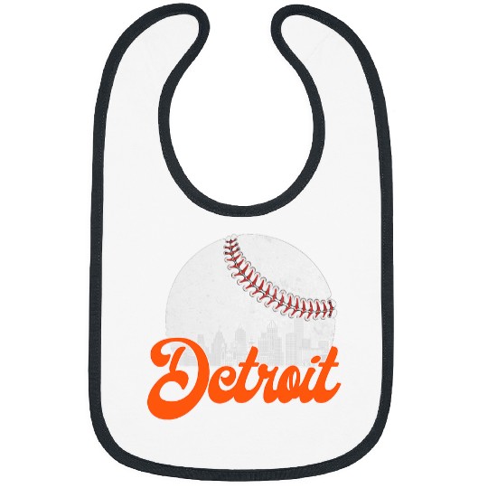 Detroit Baseball Skyline Detroit Cityscape Retro Vintage Bibs
