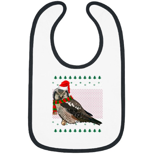 Owl Pet Funny xmass Santa Hat Northern Hawk Owl Ugly Christmas Bibs