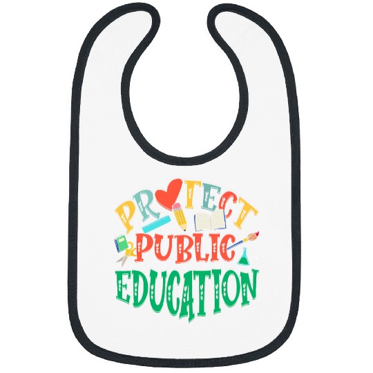Protect Public Education Public School Teacher Gift Retro Bibs