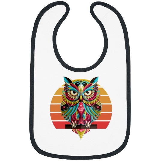Owl Pet Wear Cool Owl Jungle Sunset Graphic Illustration Owl Bibs