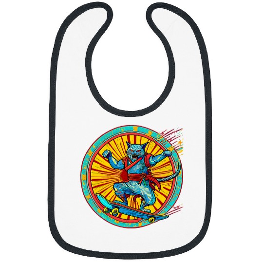 Samurai Cat Rad Aggressive Ollie Skateboard Bibs