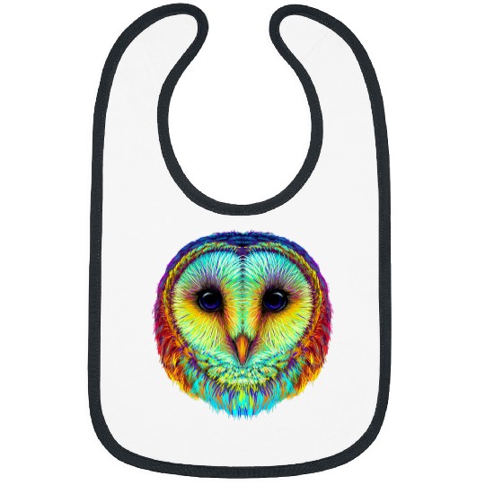 Owl Pet colorful cute Barn owl head art face for lovers birds animal Bibs