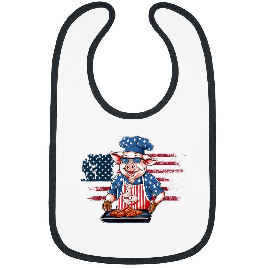 Funny 4th of July Pig Grilling BBQ Party Barbecue Pig Grill 23 Bibs
