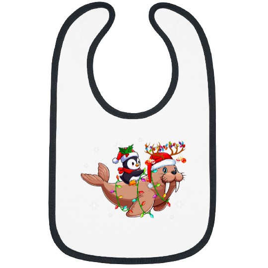 Penguin Pet Santa Penguin Riding Reindeer Walrus Christmas Sea Animals Bibs
