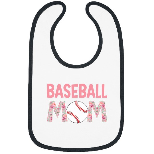 Baseball Mom Pink Peony Flowers Softball Mom Mothers Day Bibs