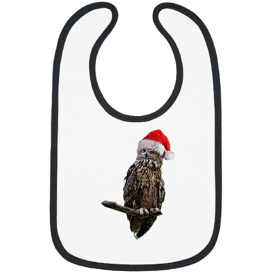 Owl Pet Christmas Owl with Christmas Hat Funny Design 1 Bibs
