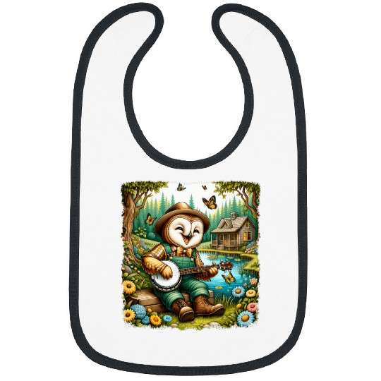 Owl Pet Charming Cottagecore Aesthetic Banjo Serenade Barn Owl Bibs