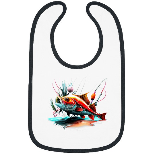 Multi Color Fish Cool Design Graphic Fisherman Bibs