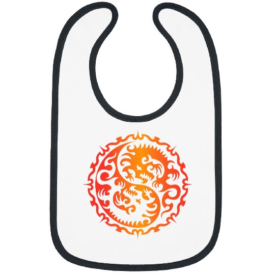 Ying Yang Symbol Tribal Dragon Tattoo Japanese Style Bibs