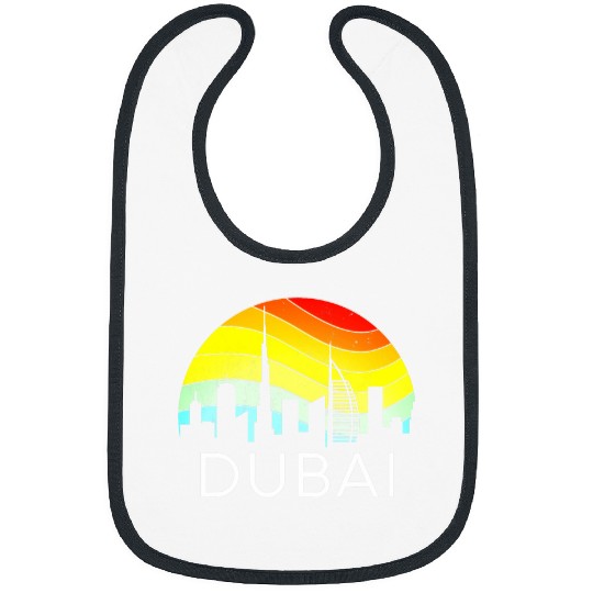 Dubai Retro Skyline City Arab Emirates UAE Architecture Art Bibs