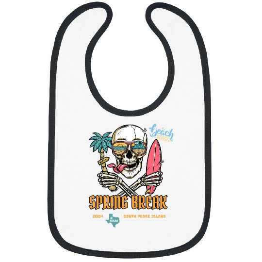 Spring Break Skull Surf South Padre Island Texas Vacation Bibs