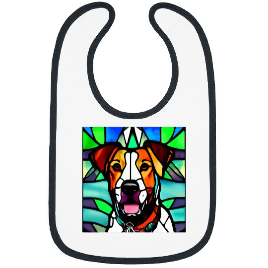 Brittany Spaniel Colorful Stained Glass 4 Bibs