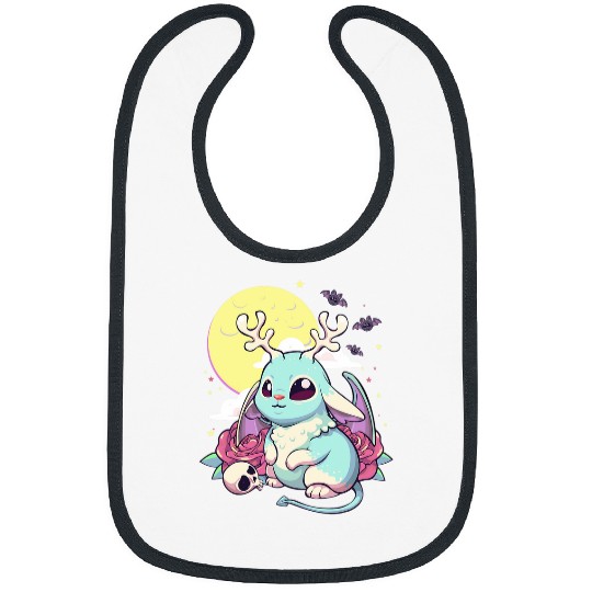 Pastel Goth Kawaii Jackalope Bunny Deer With Roses Moon Bibs