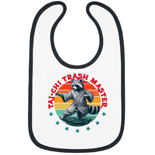 Raccoon Pet Tai Chi Art Martial Funny Raccoon Tai Chi Trash Master Bibs