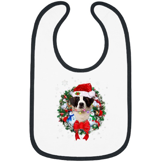 Dog Saint Bernard Christmas Wreath Decoration xmass Pajamas Bibs